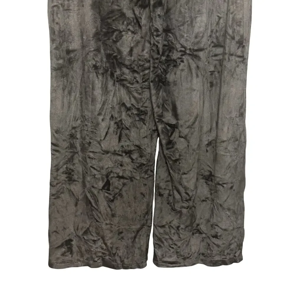 Michael Kors Velour Wide Leg Pants Classic Black Casual Comfort Style L NWT